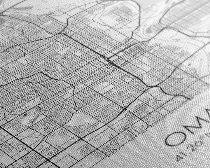 Omaha Street Map, Nebraska Map, City Map Art, Modern Art, Wall Art, Canvas Print, Living Room Wall Art, Travel Gifts For Men, Travel Art