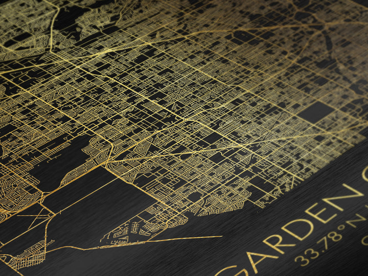 Garden Grove California City Poster, Metallic Gold Art, Metal Art, real wood frames, black and gold, Map Art, Best Friend Gifts