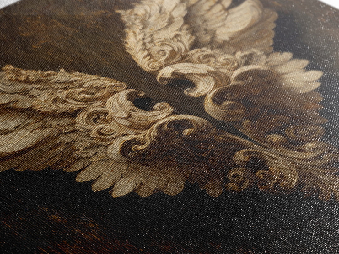 Angel Wings with Gold and Ivory Tones Canvas Print, Renaissanceinspired Art, Wall Art Print, Living Room Decor, Classic, REN-1x1-18