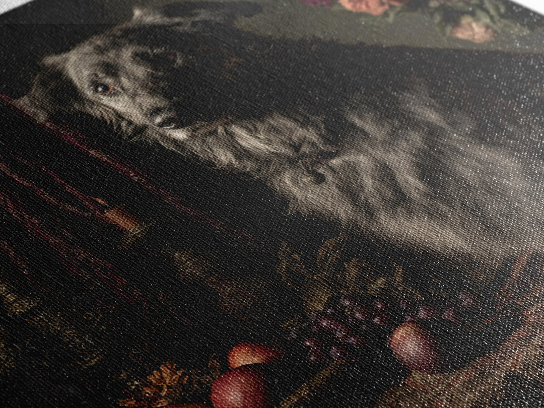 Noble Dog Portrait Canvas Print, Renaissanceinspired Art, Living Room Decor, Oil Painting, Classic, Living Room Art, REN-1x1-20
