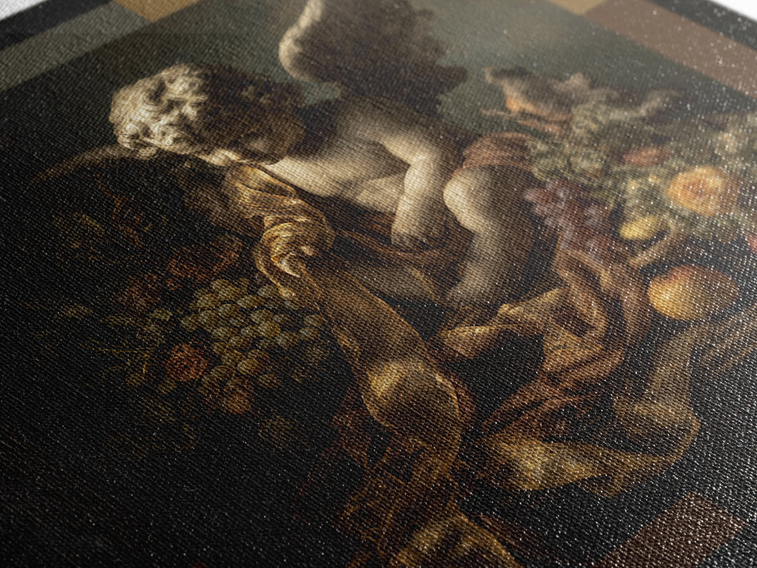 Cherub Holding a Ribbon Among Clouds Canvas Print, Renaissanceinspired Art, Living Room Art, Living Room Decor, Oil Painting, REN-1x1-30