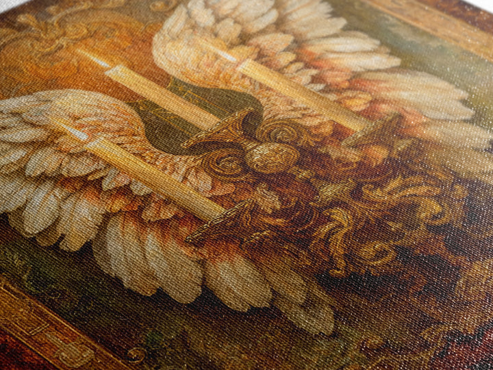 Angel Wings with Gold and Ivory Tones Canvas Print, Renaissanceinspired Art, Unique Wall Decor, Living Room Decor, Classic, REN-1x1-66