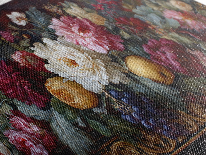 Floral Garland Surrounding a Classical Profile Canvas Print, Renaissanceinspired Art, Home Altar, Living Room Decor, Classic, REN-2x1-18
