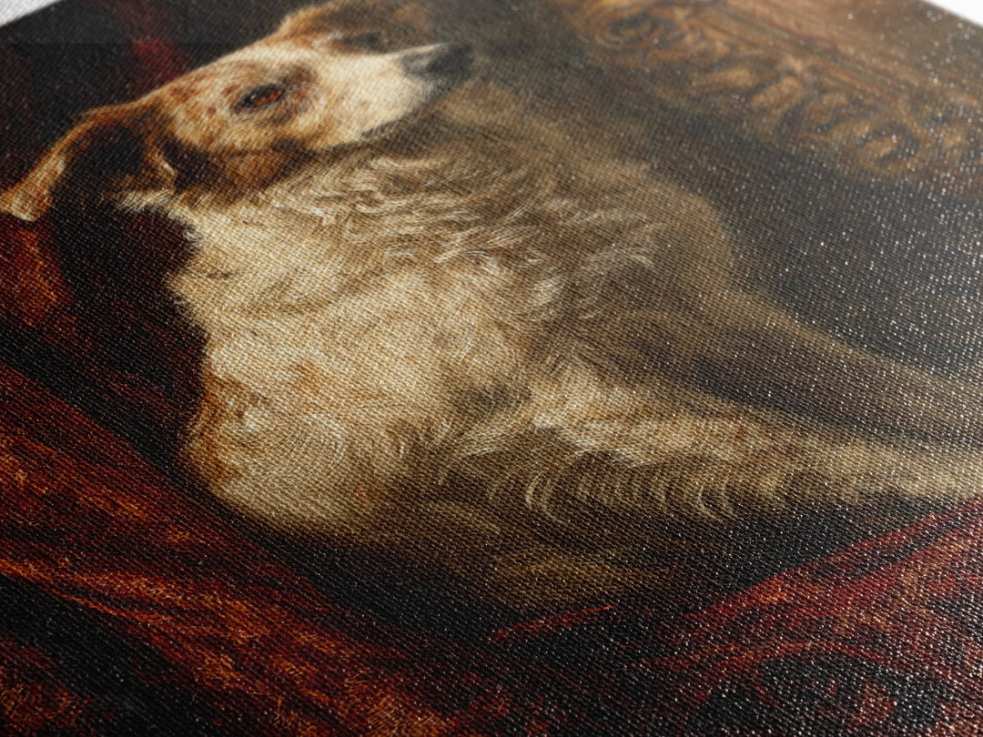 Noble Dog Portrait Framed Canvas Print, Renaissanceinspired Art, Textured Painting, Living Room Decor, Fine Art, Classic, REN-2x3-28