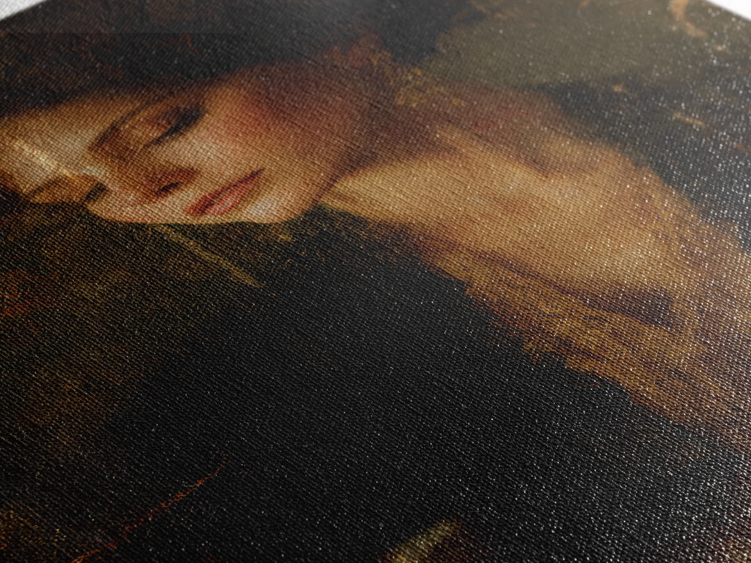 Gold Halo Portrait Canvas Print, Renaissanceinspired Art, Luxury Decor, Living Room Decor, Fine Art, Classic, Printable Art, REN-2x3-61