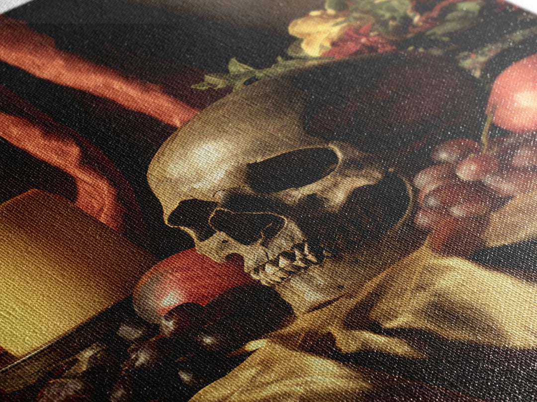 Old Master Skull and Candle Still Life Canvas Print, Renaissanceinspired Art, Fine Art Print, Living Room Decor, Oil Painting, REN-2x3-66