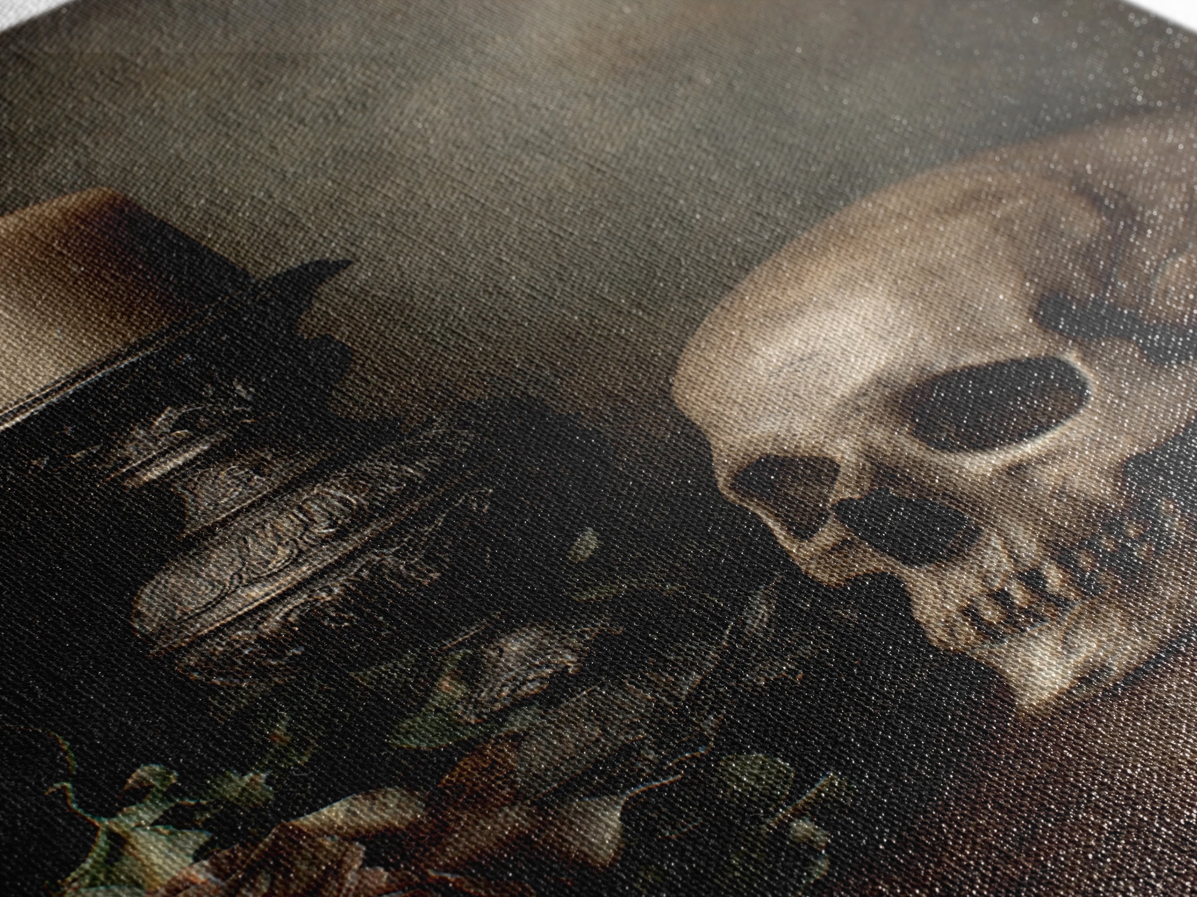 Old Master Skull and Candle Still Life Framed Canvas Print, Renaissanceinspired Art, Room Decor, Living Room Decor, Classic, REN-2x3-90