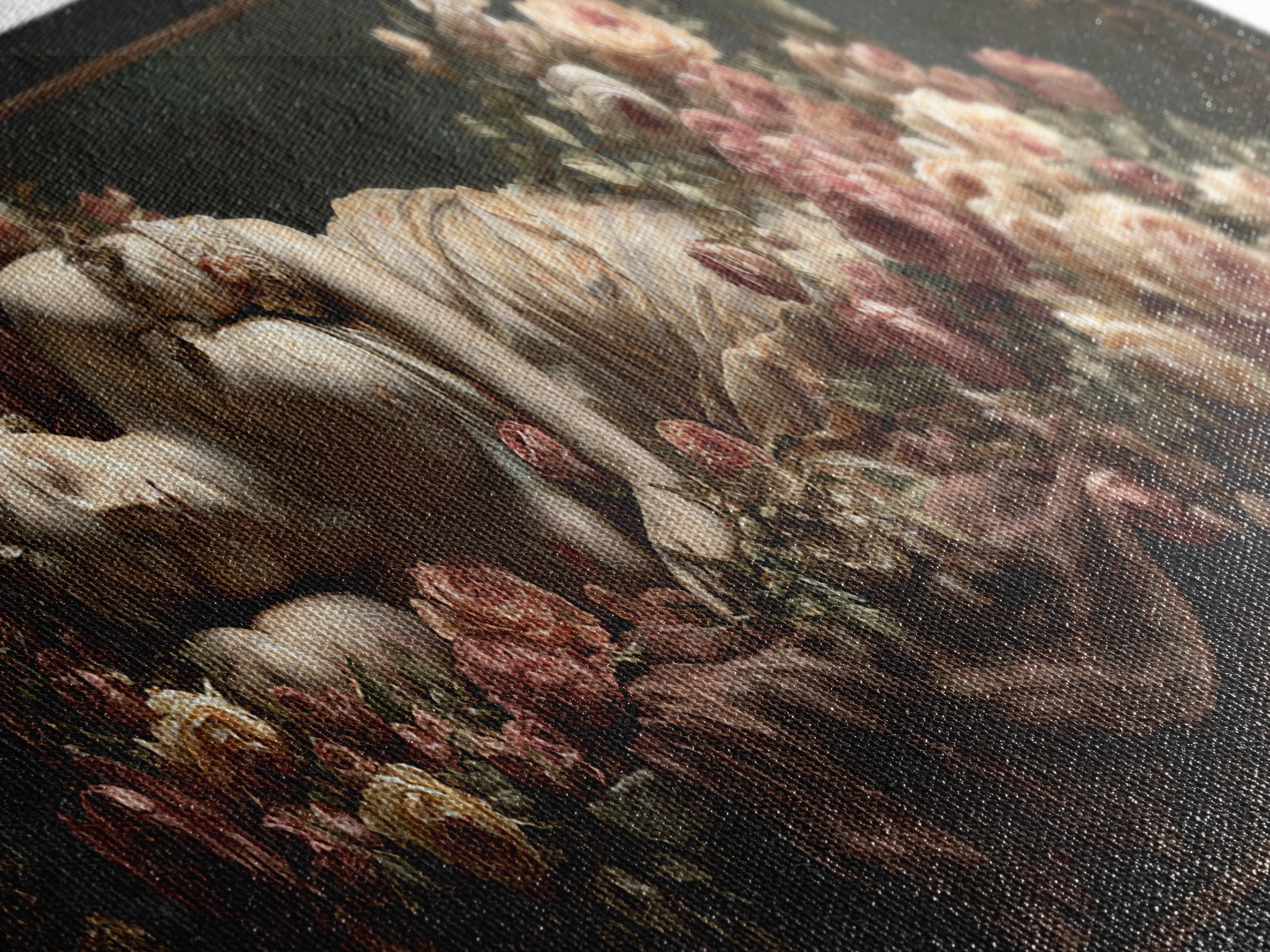 Venus Inspired Figure with Seashell and Roses Canvas Print, Renaissanceinspired Art, Room Decor, Living Room Decor, Classic, REN-3x1-68
