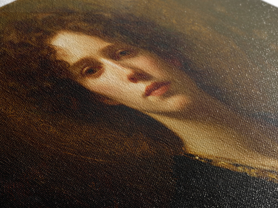 Gold Halo Portrait Canvas Print, Renaissanceinspired Art, Digital Print, Living Room Decor, Fine Art, Classic, Living Room Art, REN-3x2-33