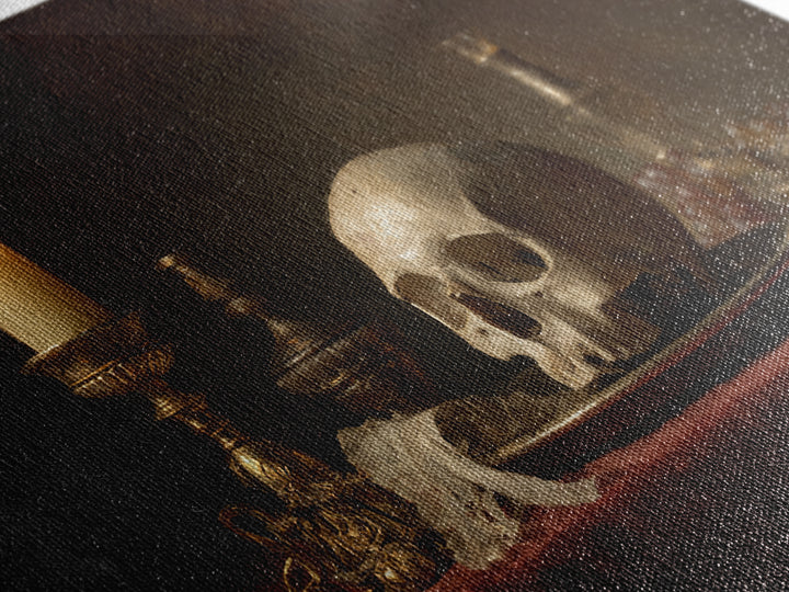 Old Master Skull and Candle Still Life Canvas Print, Renaissanceinspired Art, Digital Art, Living Room Decor, Fine Art, Classic, REN-3x2-38
