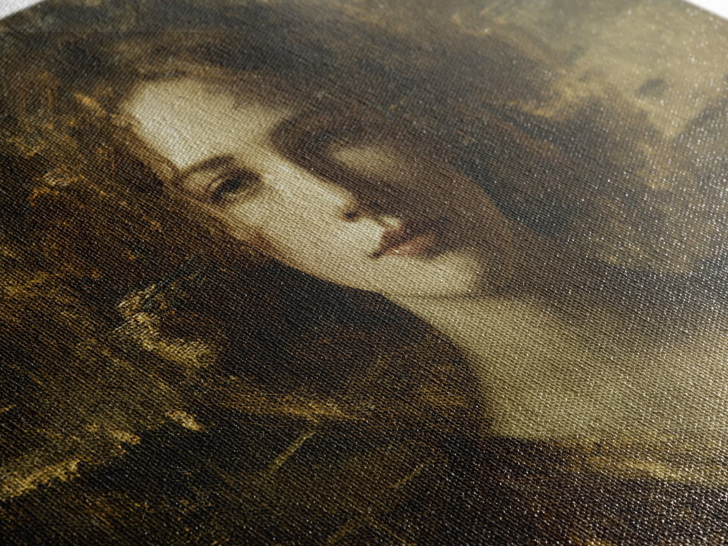 Gold Halo Portrait Canvas Print, Renaissanceinspired Art, Digital Print, Living Room Decor, Fine Art, Classic, Living Room Art, REN-3x2-57