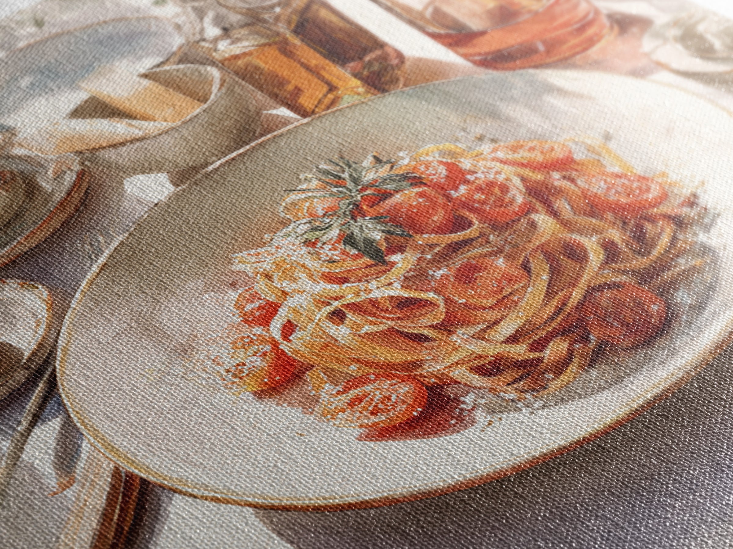 Fresh Pasta with Tomatoes and Basil Canvas Print, Restaurant Art, Cool Wall Art, Restaurant Decor, Fine Art, Bistro, RES-1x1-26