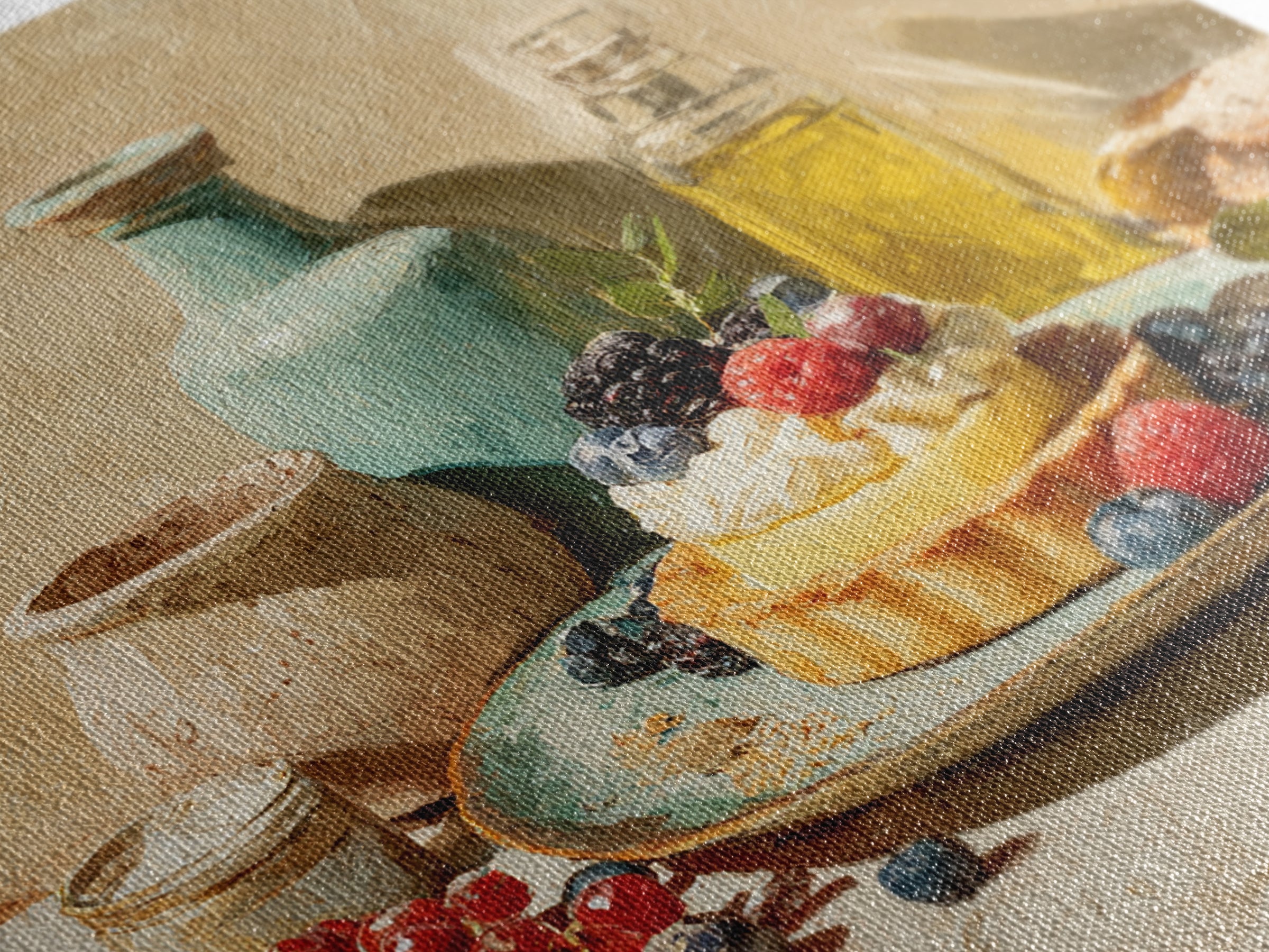Dessert Tart with Berries and Cream Framed Canvas Print, Restaurant Art, Room Decor, Restaurant Decor, Fine Art, Bistro, RES-1x1-40