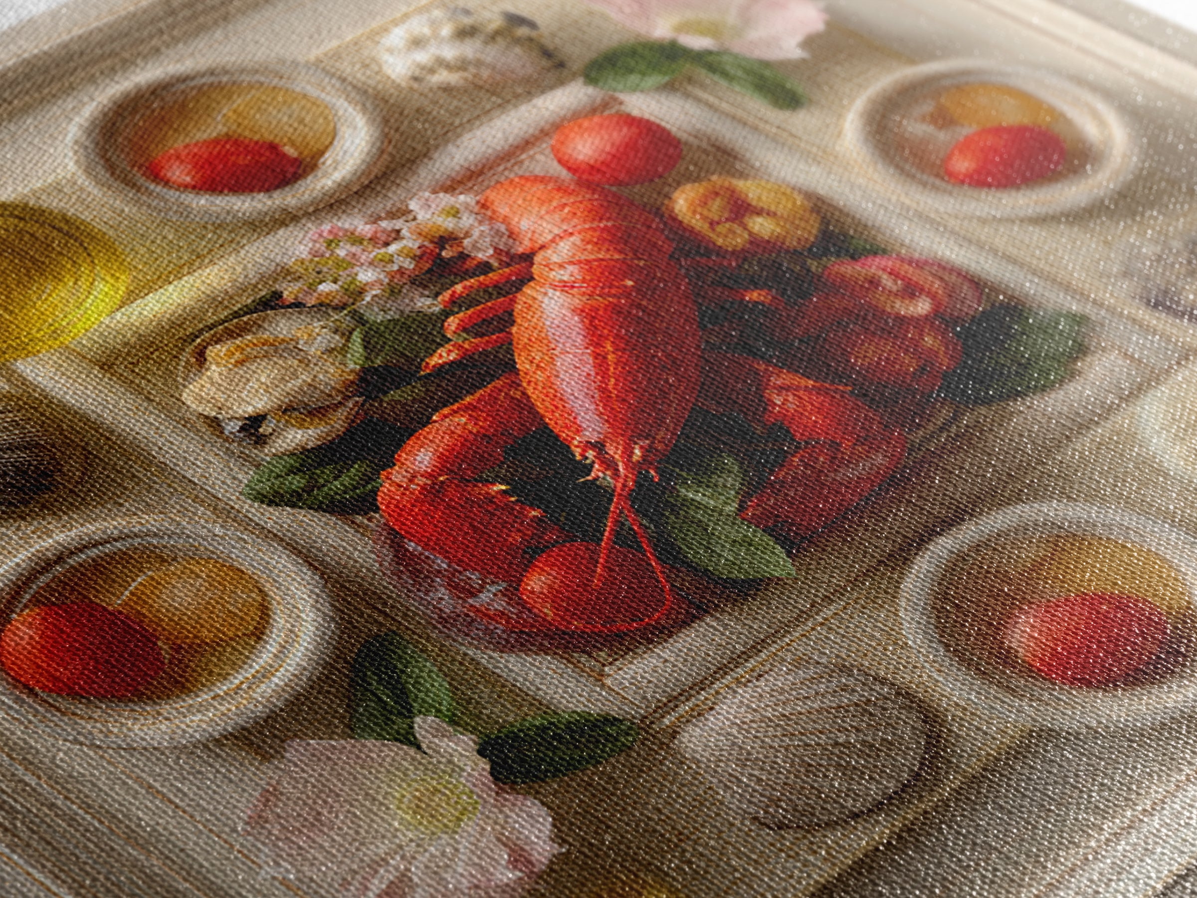 Seafood Lobster and Shell Arrangement Framed Canvas Print, Restaurant Art, Fine Art Print, Restaurant Decor, Fine Art, Bistro, RES-1x1-80