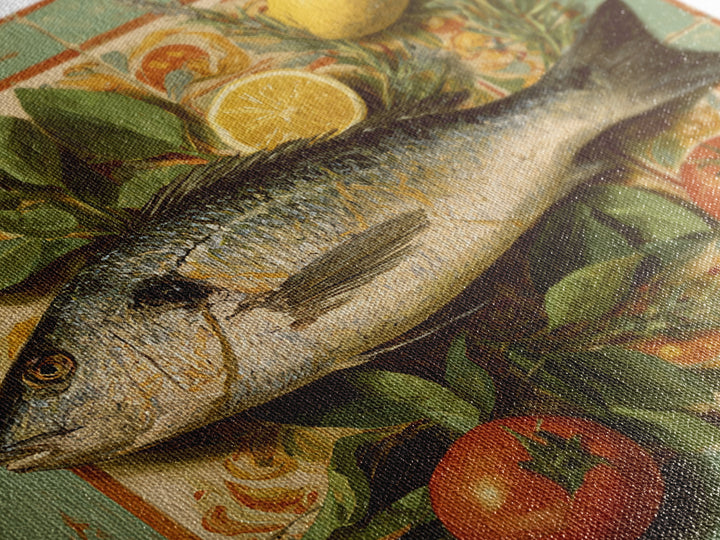 Fresh Fish with Lemon and Herbs Canvas Print, Restaurant Art, Fine Art Print, Restaurant Decor, Fine Art, Bistro, Wall Decor, RES-1x1-95