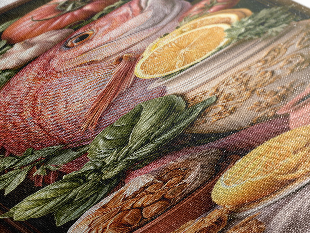 Fresh Fish with Lemon and Herbs Canvas Print, Restaurant Art, Kitchen Art, Restaurant Decor, Fine Art, Bistro, Food Art, RES-1x3-11