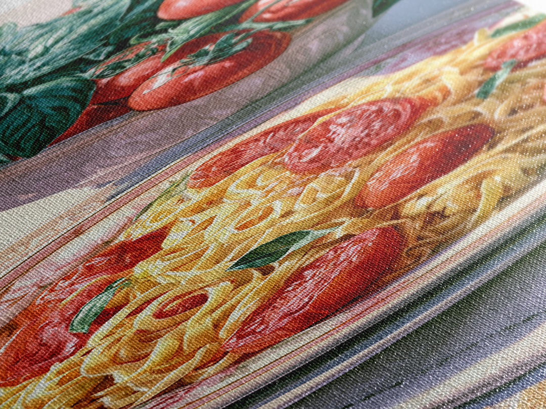 Fresh Pasta with Tomatoes and Basil Canvas Print, Restaurant Art, Gallery Decor, Restaurant Decor, Fine Art, Bistro, Wall Art, RES-1x3-14