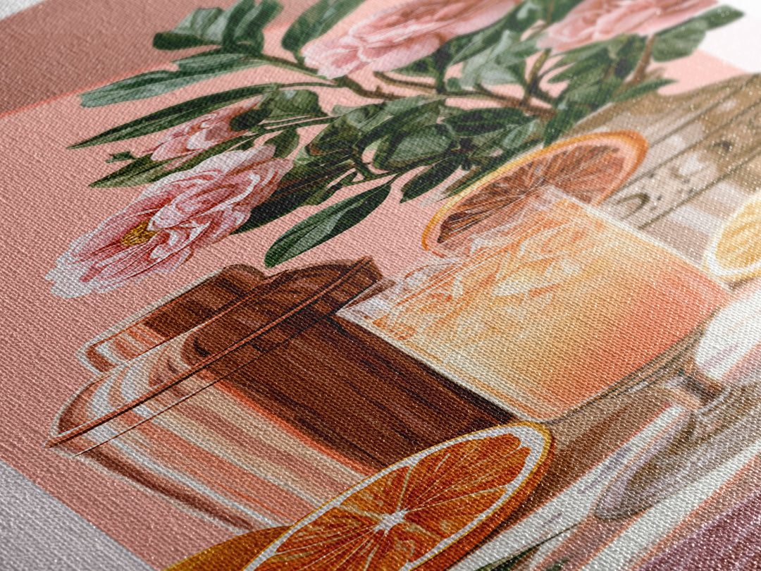 Cocktail and Citrus Bar Composition Canvas Print, Restaurant Art, Printable Art, Restaurant Decor, Bistro, Watercolor Art, RES-1x3-23