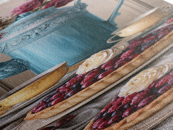 Dessert Tart with Berries and Cream Canvas Print, Restaurant Art, Art Print, Restaurant Decor, Fine Art, Bistro, Kitchen Art, RES-1x3-28