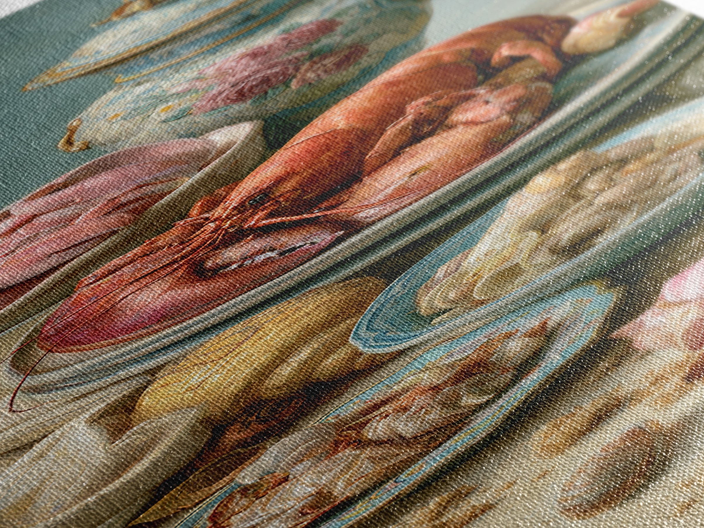 Seafood Lobster and Shell Arrangement Canvas Print, Restaurant Art, Large Wall Art, Restaurant Decor, Fine Art, Bistro, RES-1x3-44