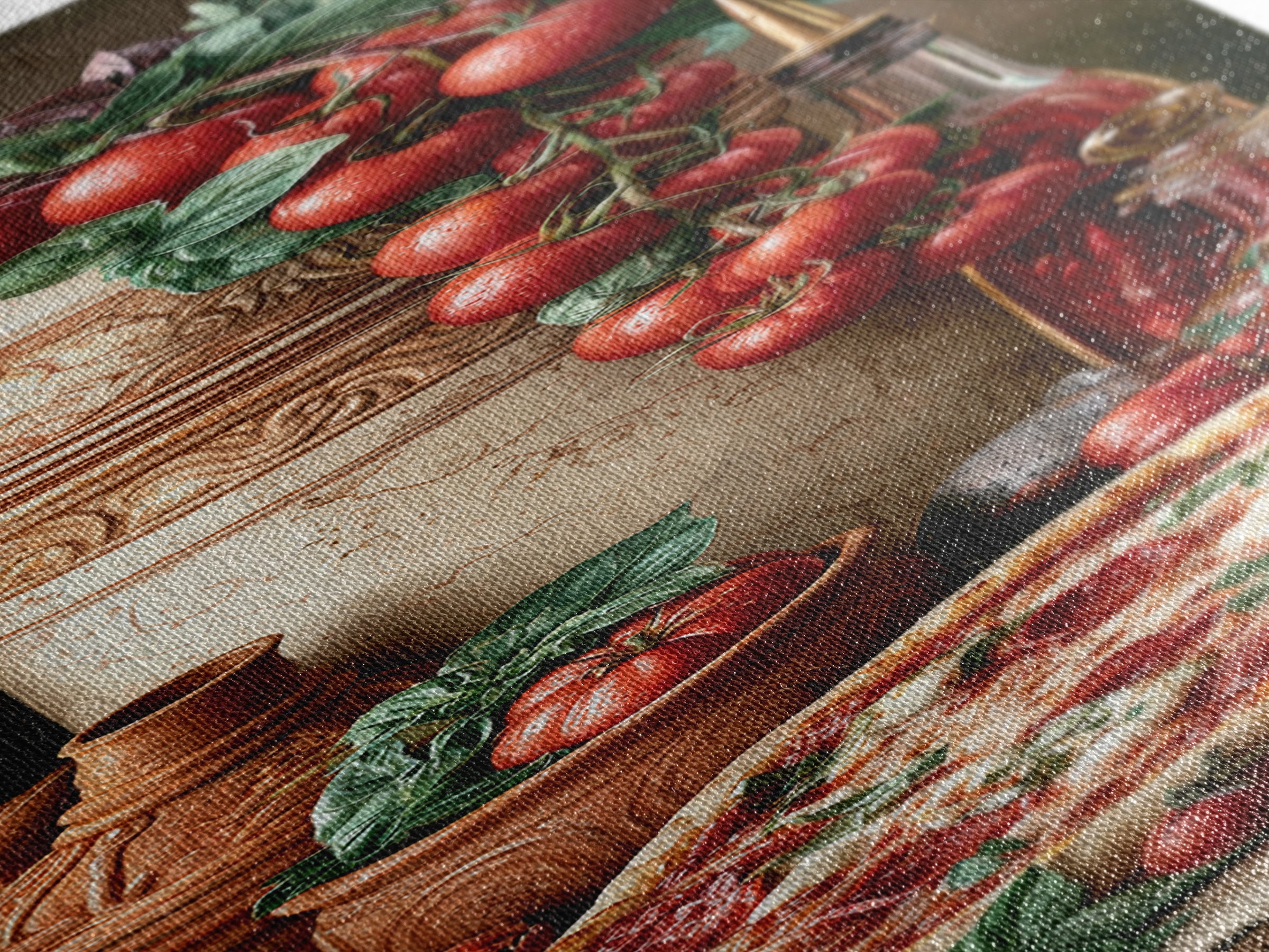 Pizzeria Tomato Basil and Mozzarella Still Life Framed Canvas Print, Restaurant Art, Modern Decor, Restaurant Decor, Bistro, RES-1x3-46
