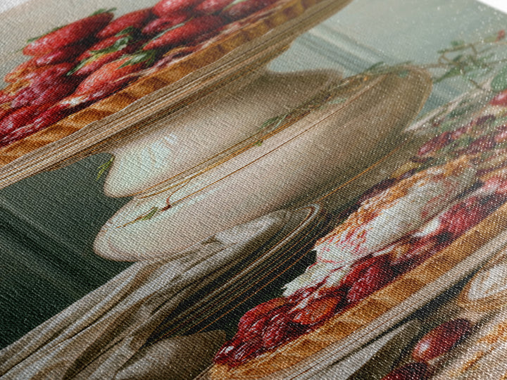 Dessert Tart with Berries and Cream Framed Canvas Print, Restaurant Art, Canvas Wall Art, Restaurant Decor, Fine Art, Bistro, RES-1x3-52