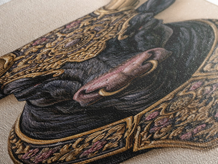 Steakhouse Black and Gold Bull Portrait Canvas Print, Restaurant Art, Bar Decor, Restaurant Decor, Fine Art, Bistro, RES-1x3-67