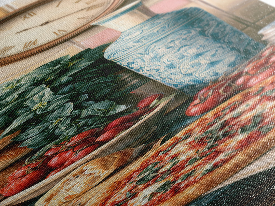 Pizzeria Tomato Basil and Mozzarella Still Life Canvas Print, Restaurant Art, Room Decor, Restaurant Decor, Fine Art, Bistro, RES-1x3-94