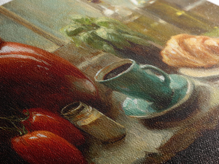 French Bistro Coffee and Croissant Still Life Canvas Print, Restaurant Art, Restaurant Decor, Abstract Art, Bistro, RES-2x1-2