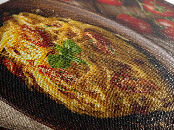 Fresh Pasta with Tomatoes and Basil Canvas Print, Restaurant Art, Textured Painting, Restaurant Decor, Fine Art, Bistro, RES-2x1-22