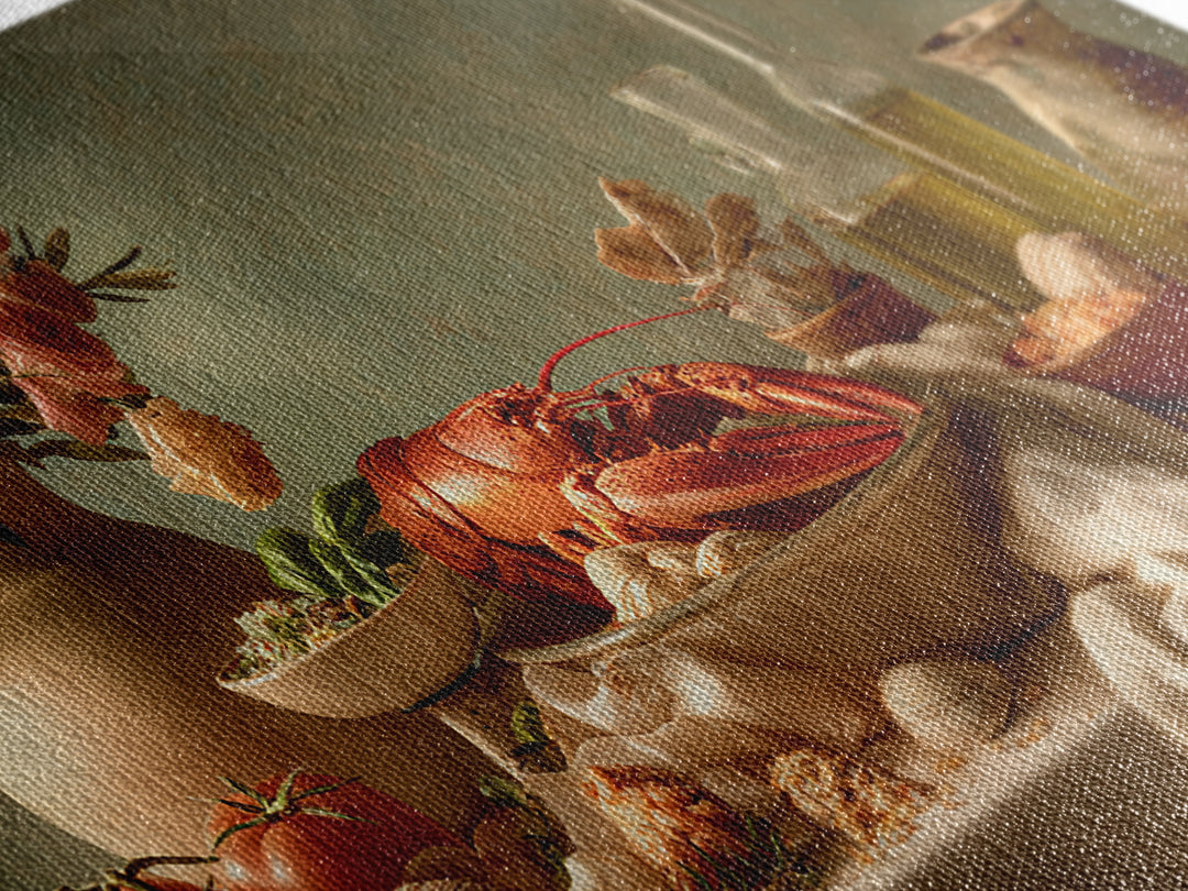 Seafood Lobster and Shell Arrangement Canvas Print, Restaurant Art, Printable Wall Art, Restaurant Decor, Fine Art, Bistro, RES-2x1-52