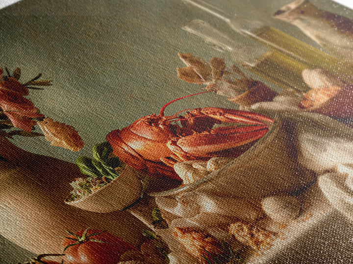 Seafood Lobster and Shell Arrangement Canvas Print, Restaurant Art, Printable Wall Art, Restaurant Decor, Fine Art, Bistro, RES-2x1-52