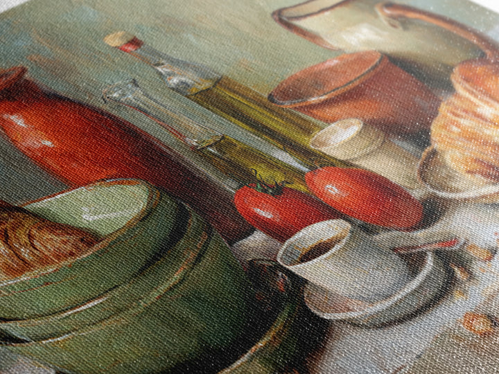 French Bistro Coffee and Croissant Still Life Canvas Print, Restaurant Art, Framed Wall Art, Restaurant Decor, Watercolor Art, RES-2x1-74