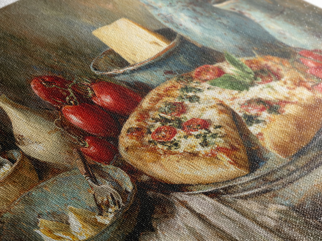 Pizzeria Tomato Basil and Mozzarella Still Life Canvas Print, Restaurant Art, Art Print, Restaurant Decor, Fine Art, Bistro, RES-2x1-78