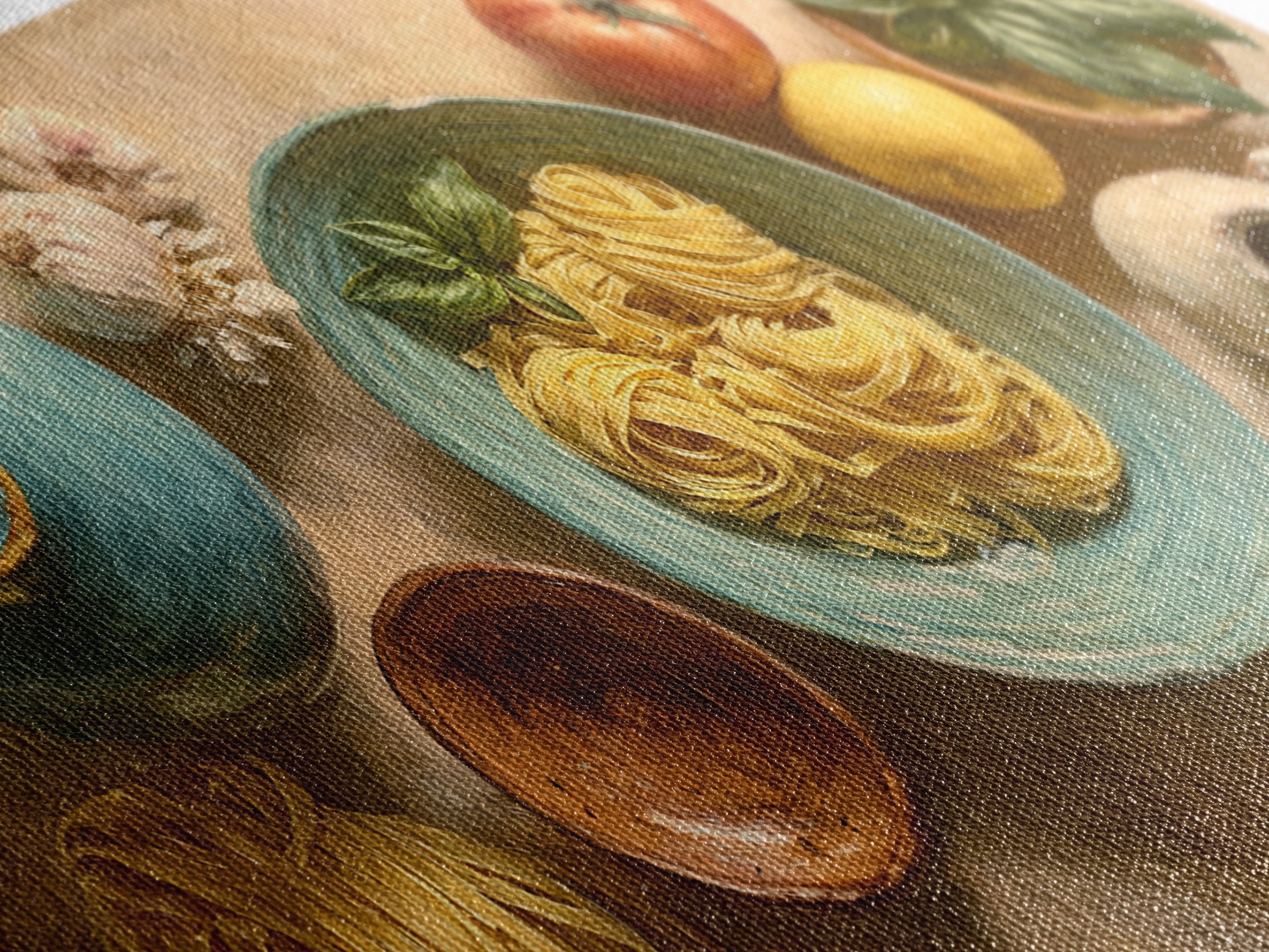 Fresh Pasta with Tomatoes and Basil Canvas Print, Restaurant Art, Large Wall Art, Restaurant Decor, Fine Art, Bistro, RES-2x1-94
