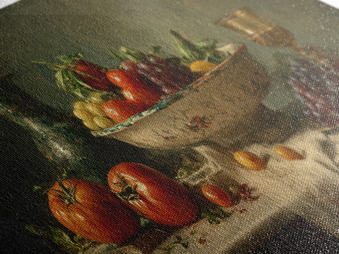 Classic Fruit Bowl Framed Canvas Print, Restaurant Art, Watercolor Painting, Restaurant Decor, Oil Painting, Bistro, RES-2x1-96