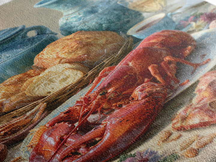 Seafood Lobster and Shell Arrangement Canvas Print, Restaurant Art, Gallery Decor, Restaurant Decor, Fine Art, Bistro, RES-2x3-16