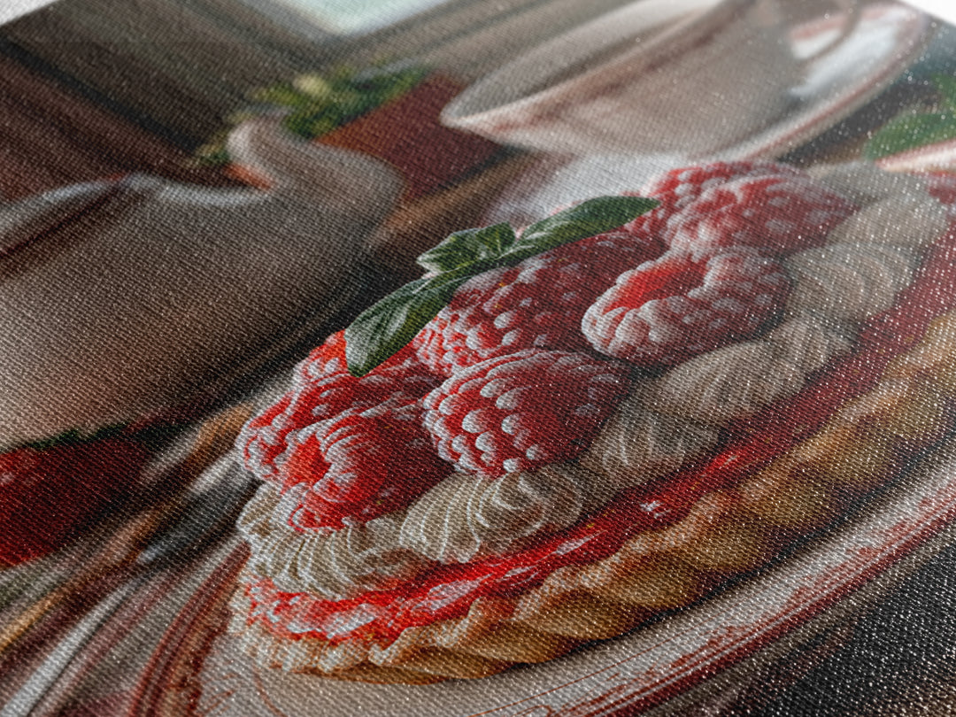 Dessert Tart with Berries and Cream Framed Canvas Print, Restaurant Art, Modern Decor, Restaurant Decor, Fine Art, Bistro, RES-2x3-24