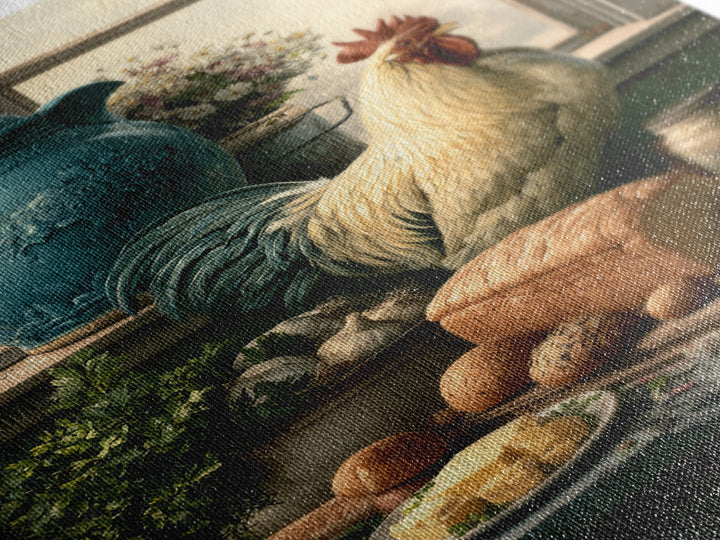 Rooster and Herbs for Farmhouse Restaurant Mood Framed Canvas Print, Restaurant Art, Canvas Print, Restaurant Decor, Bistro, RES-2x3-28