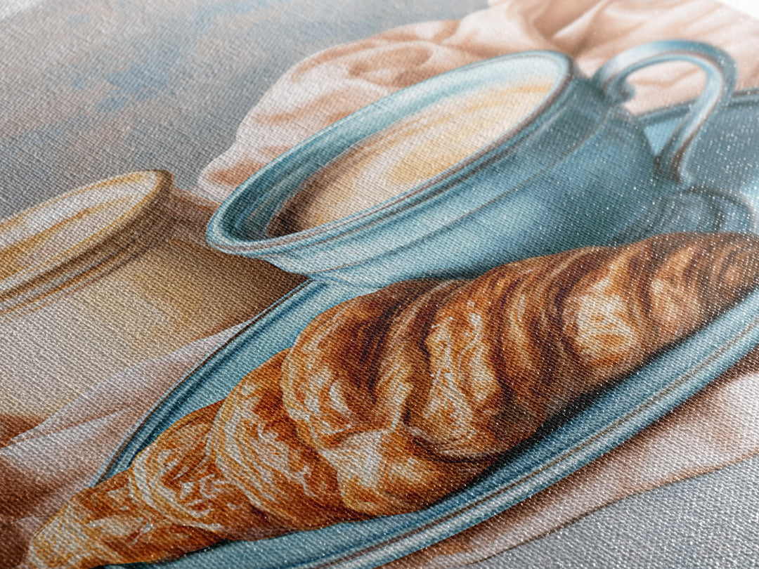 French Bistro Coffee and Croissant Still Life Framed Canvas Print, Restaurant Art, Canvas, Restaurant Decor, Fine Art, Bistro, RES-2x3-38