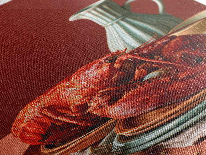 Seafood Lobster and Shell Arrangement Canvas Print, Restaurant Art, Contemporary Art, Restaurant Decor, Fine Art, Bistro, RES-2x3-40