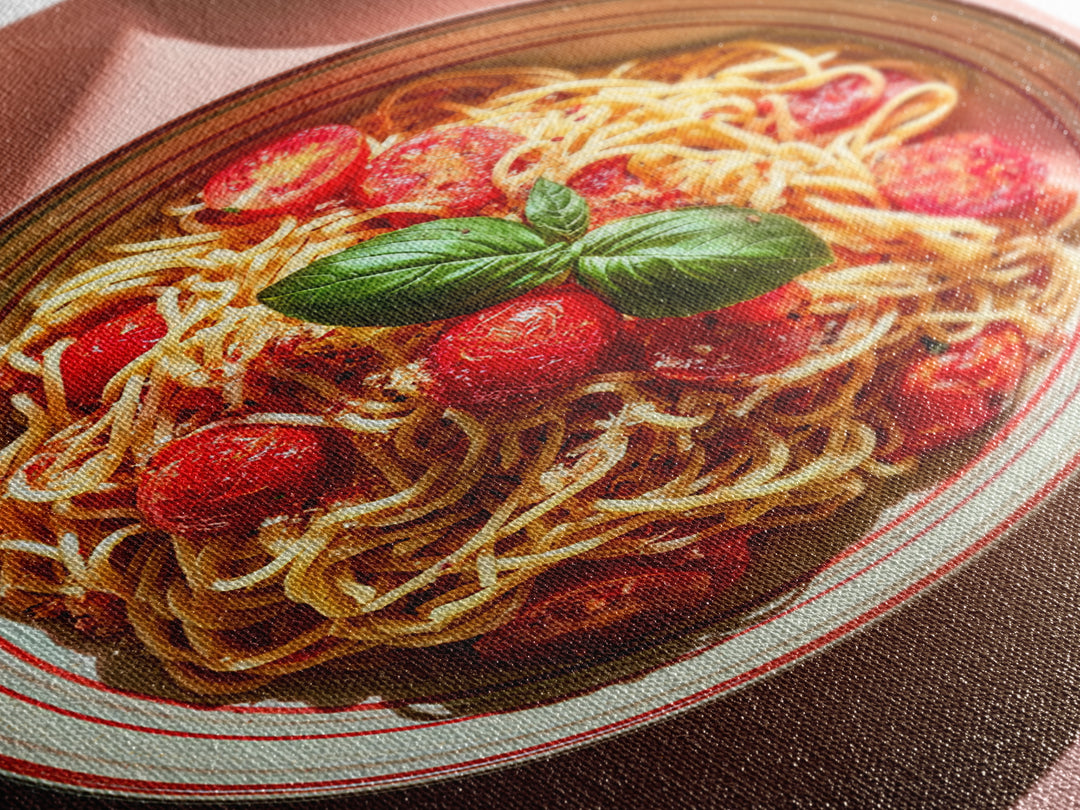 Fresh Pasta with Tomatoes and Basil Canvas Print, Restaurant Art, Kitchen Decor, Restaurant Decor, Bistro, Bedroom Wall Art, RES-2x3-58