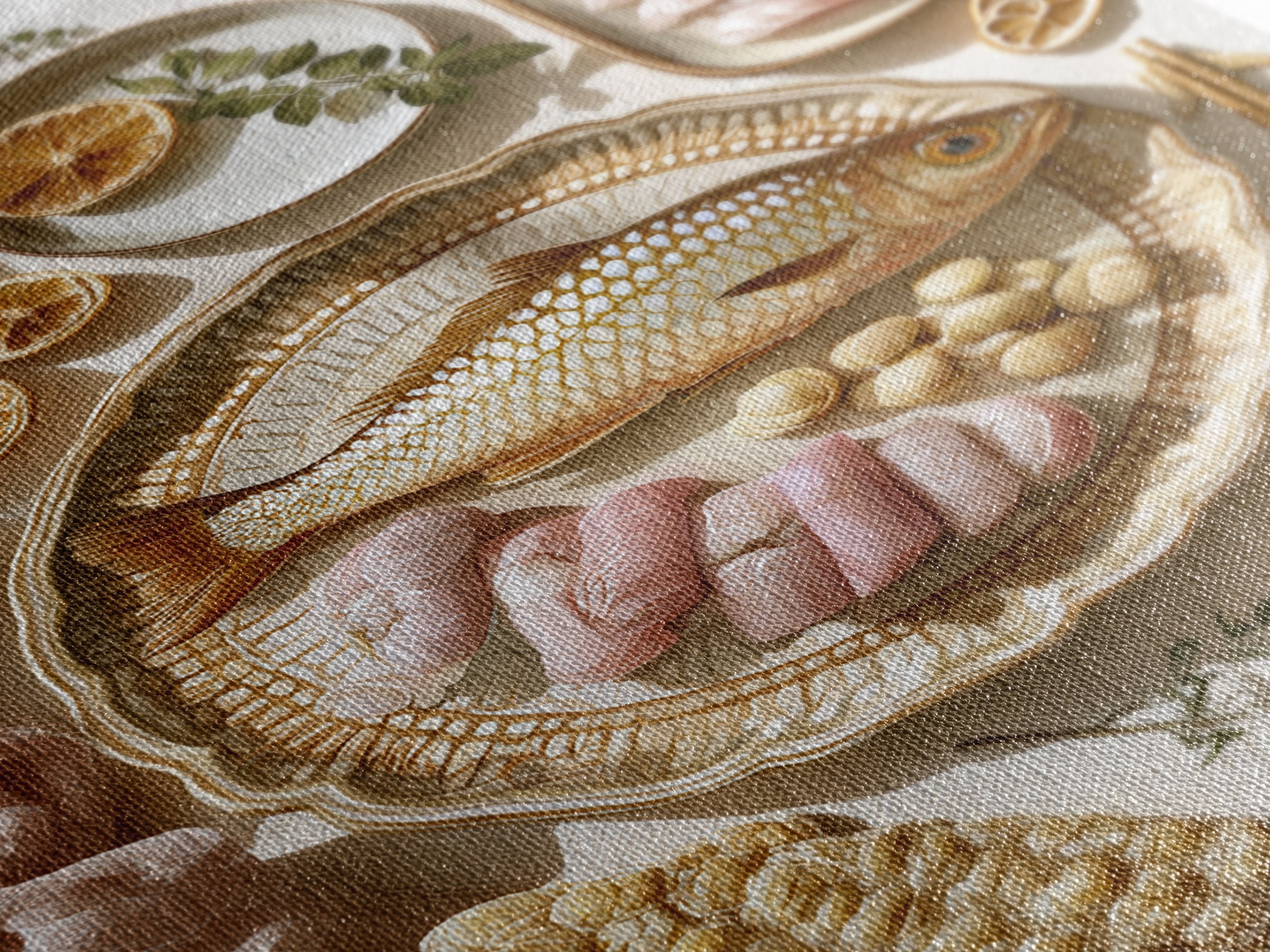 Sushi Fish and Ceramic Plate Composition Canvas Print, Restaurant Art, Kitchen Art, Restaurant Decor, Fine Art, Bistro, RES-2x3-61