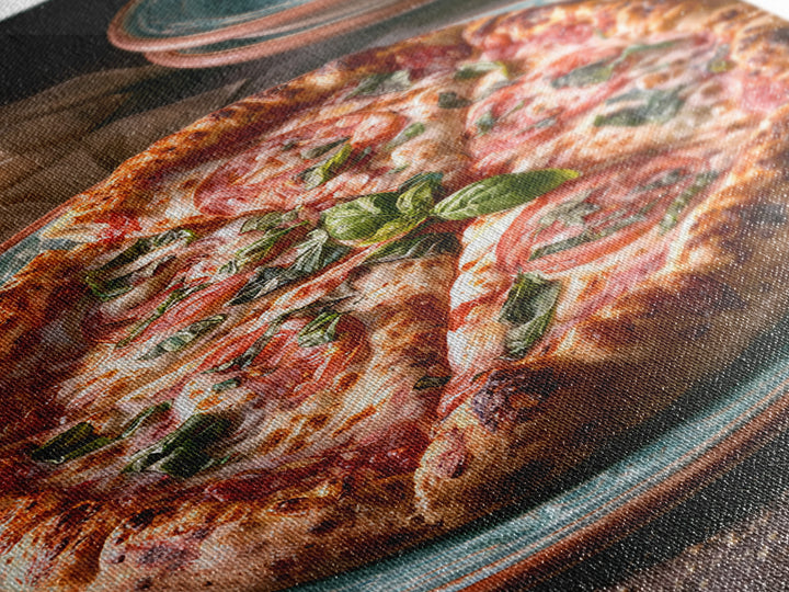 Pizzeria Tomato Basil and Mozzarella Still Life Canvas Print, Restaurant Art, Restaurant Decor, Oil Painting, Bistro, RES-2x3-66