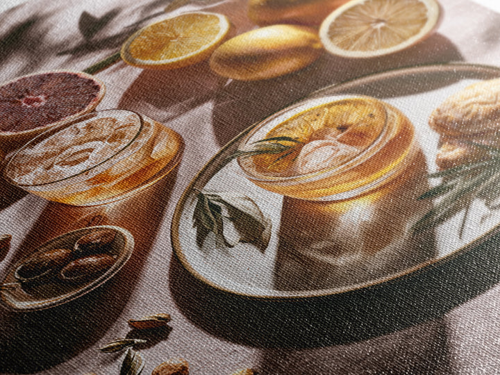 Cocktail and Citrus Bar Composition Canvas Print, Restaurant Art, Kitchen Art, Restaurant Decor, Fine Art, Bistro, Food Art, RES-2x3-67