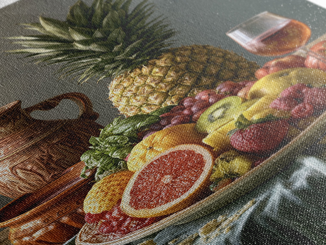 Tropical Fruit Platter Framed Canvas Print, Restaurant Art, Framed Wall Art, Restaurant Decor, Watercolor Art, Bistro, RES-2x3-74