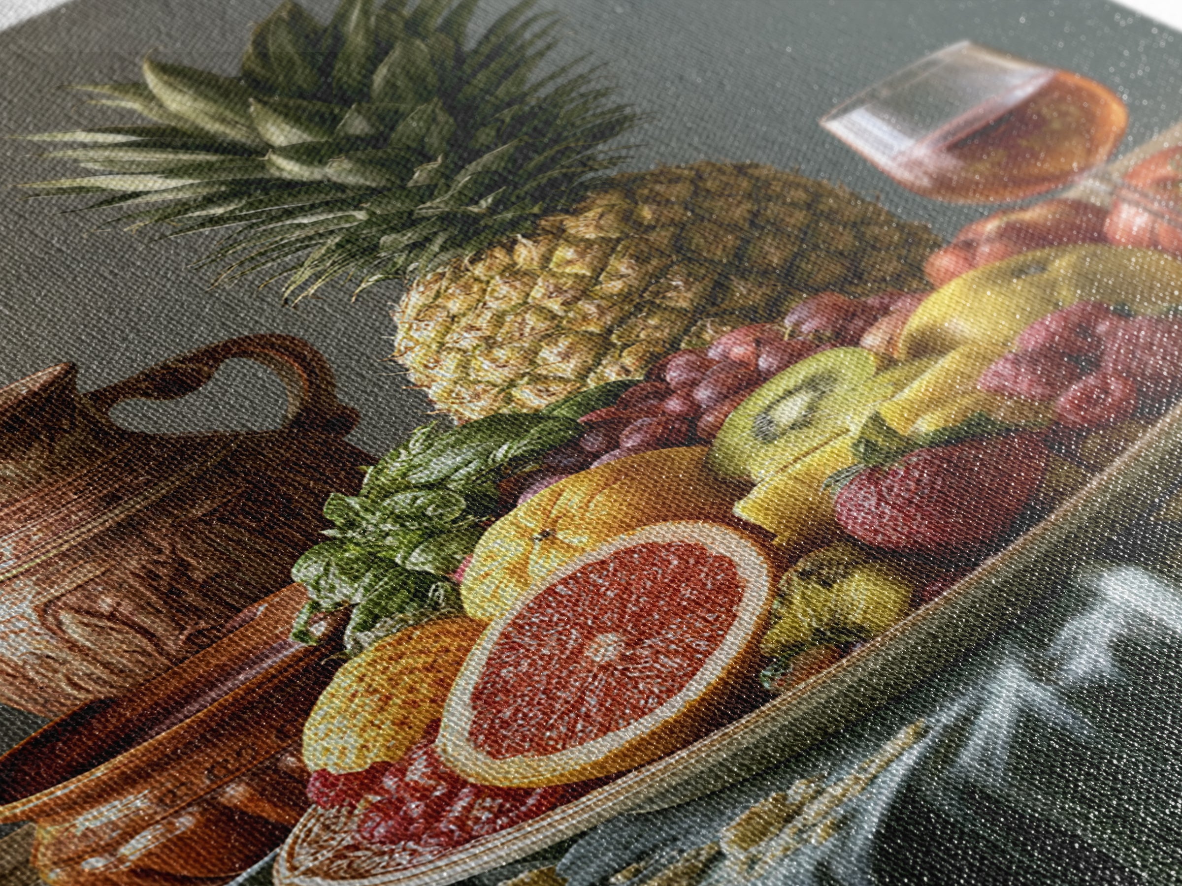 Tropical Fruit Platter Framed Canvas Print, Restaurant Art, Framed Wall Art, Restaurant Decor, Watercolor Art, Bistro, RES-2x3-74