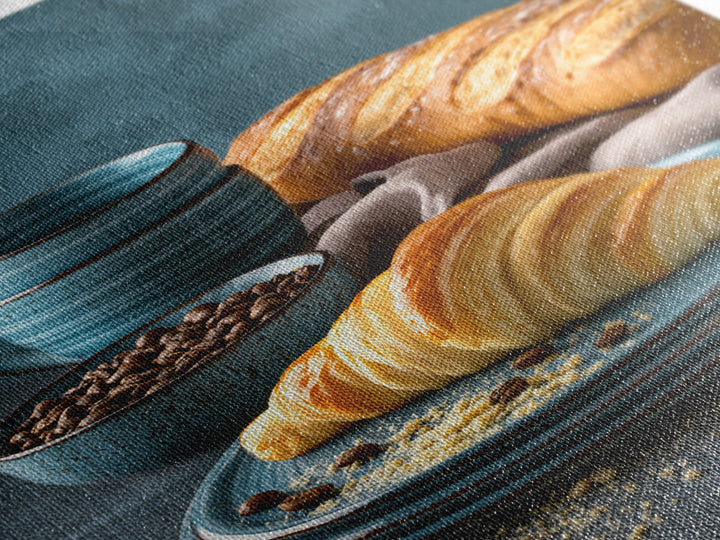 Coffee Beans and Pastry Arrangement Framed Canvas Print, Restaurant Art, Canvas Wall Art, Restaurant Decor, Fine Art, Bistro, RES-2x3-78