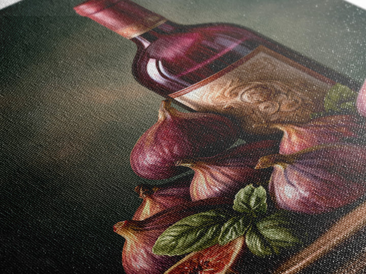 Wine Bottle and Figs Canvas Print, Restaurant Art, Watercolor Painting, Restaurant Decor, Oil Painting, Bistro, Fine Art Print, RES-2x3-81