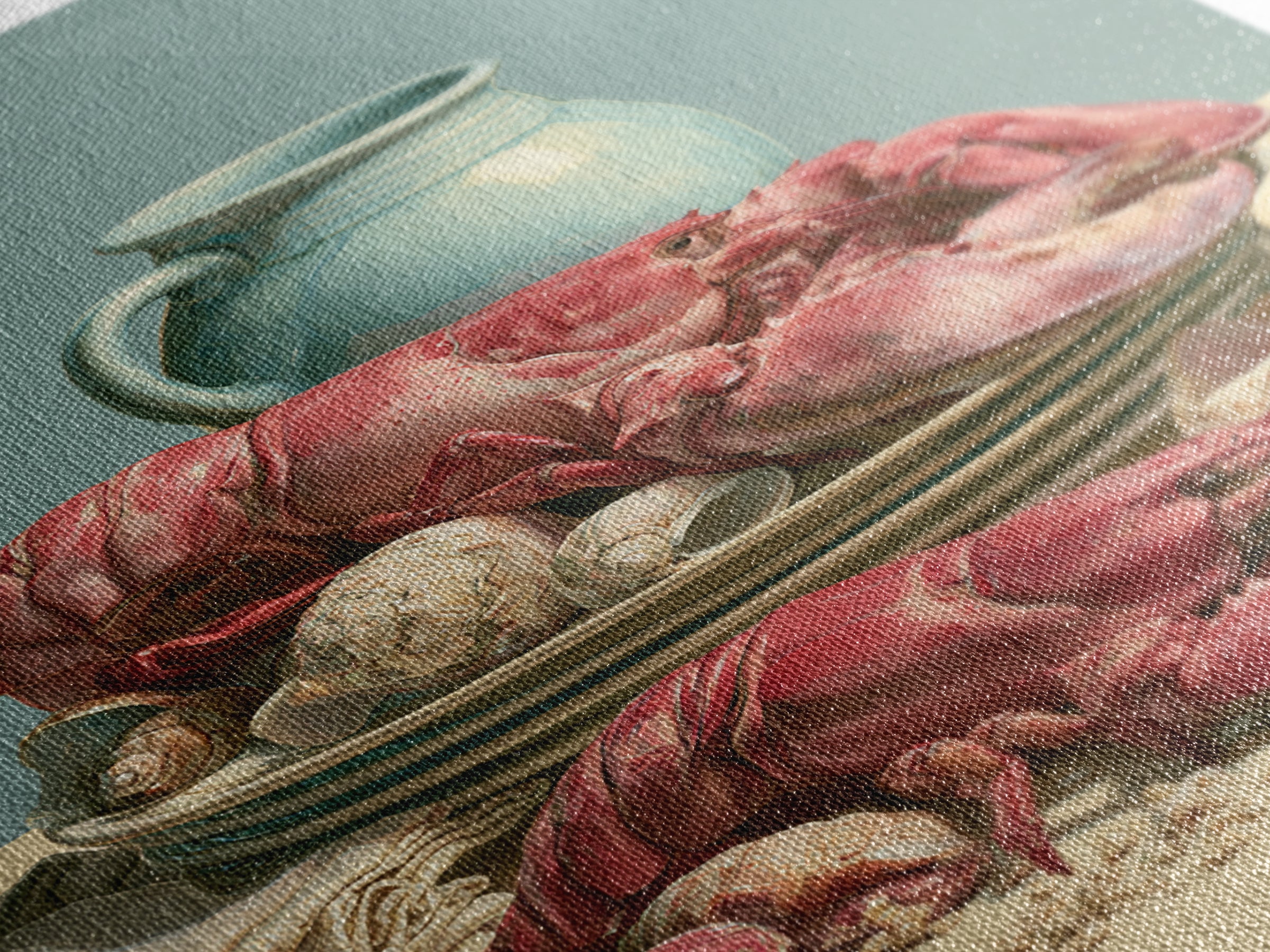 Seafood Lobster and Shell Arrangement Framed Canvas Print, Restaurant Art, Kitchen Art, Restaurant Decor, Fine Art, Bistro, RES-2x3-88